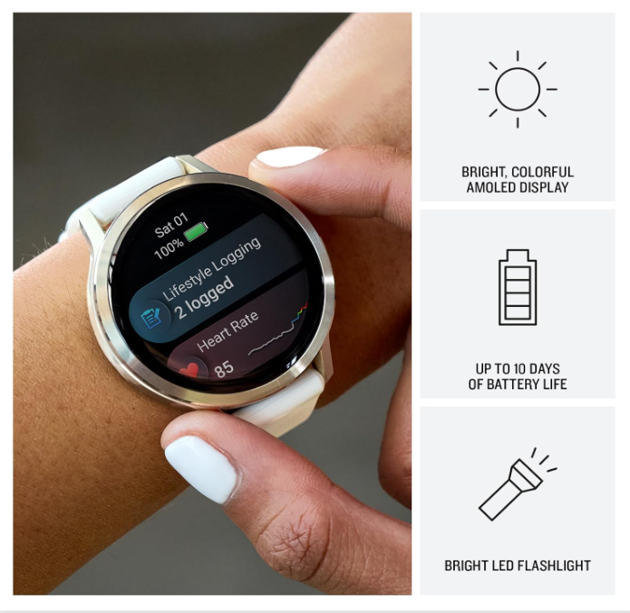 Garmin Venu 4 - 41/45mm AMOLED Advanced Health & Fitness GPS Smartwatch, Bright & Colorful Display, Built-in Flashlight, Up to 10/12 Days Battery Life with Wearable4U Bundle