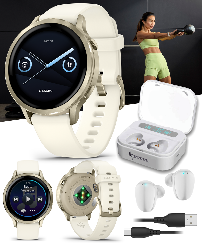 Garmin Venu 4 - 41/45mm AMOLED Advanced Health & Fitness GPS Smartwatch, Bright & Colorful Display, Built-in Flashlight, Up to 10/12 Days Battery Life with Wearable4U Bundle