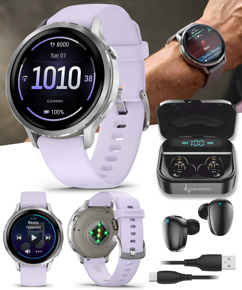 Garmin Venu 4 - 41/45mm AMOLED Advanced Health & Fitness GPS Smartwatch, Bright & Colorful Display, Built-in Flashlight, Up to 10/12 Days Battery Life with Wearable4U Bundle
