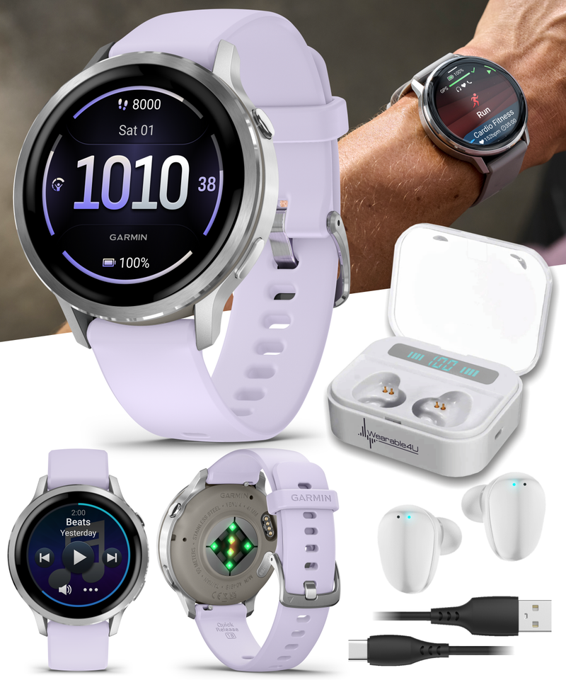 Garmin Venu 4 - 41/45mm AMOLED Advanced Health & Fitness GPS Smartwatch, Bright & Colorful Display, Built-in Flashlight, Up to 10/12 Days Battery Life with Wearable4U Bundle