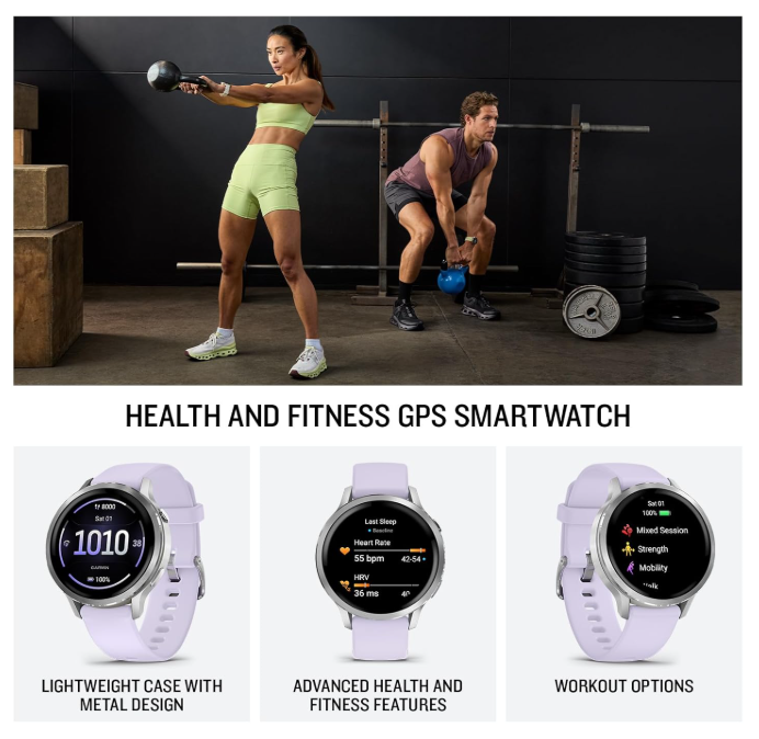 Garmin Venu 4 - 41/45mm AMOLED Advanced Health & Fitness GPS Smartwatch, Bright & Colorful Display, Built-in Flashlight, Up to 10/12 Days Battery Life with Wearable4U Bundle