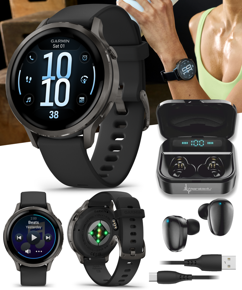 Garmin Venu 4 - 41/45mm AMOLED Advanced Health & Fitness GPS Smartwatch, Bright & Colorful Display, Built-in Flashlight, Up to 10/12 Days Battery Life with Wearable4U Bundle