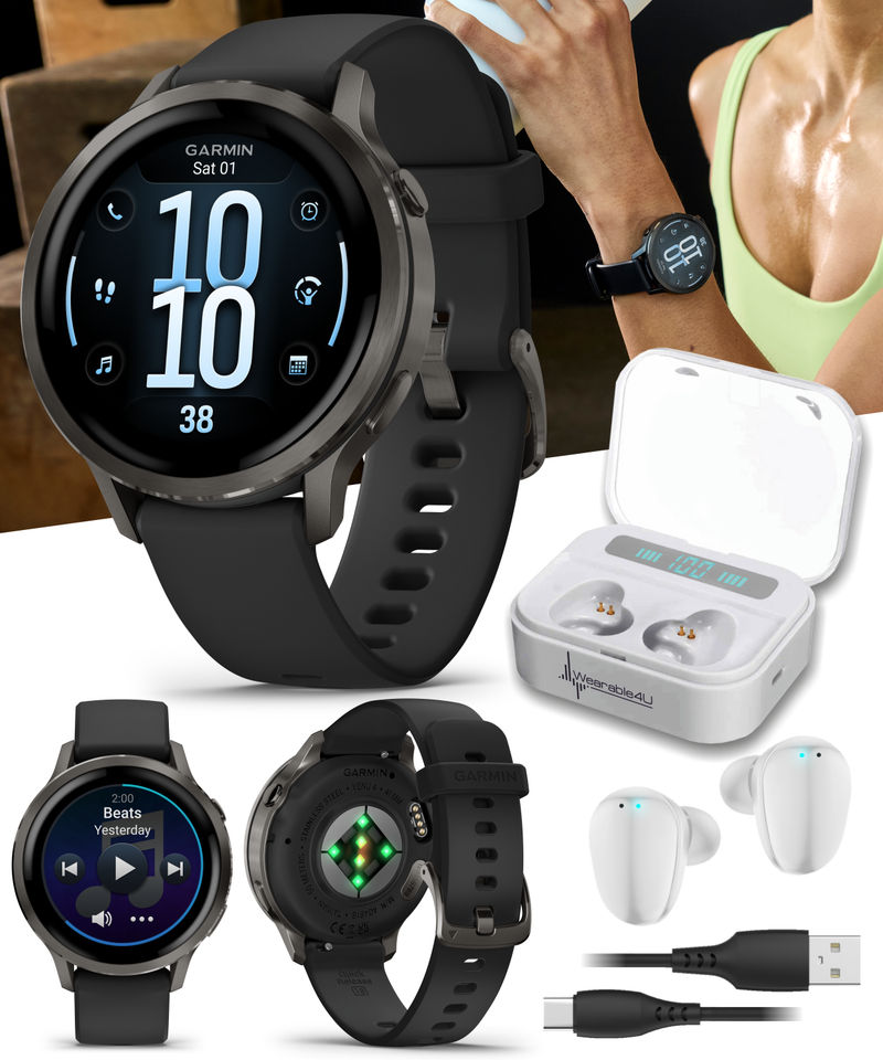 Garmin Venu 4 - 41/45mm AMOLED Advanced Health & Fitness GPS Smartwatch, Bright & Colorful Display, Built-in Flashlight, Up to 10/12 Days Battery Life with Wearable4U Bundle