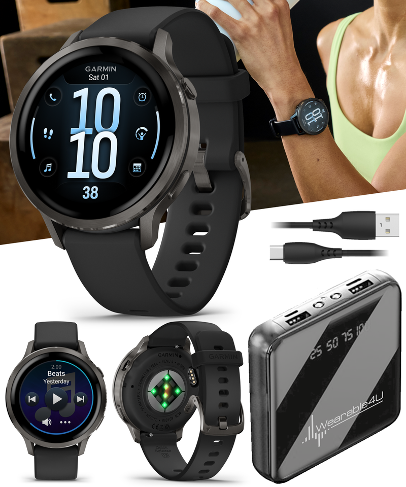 Garmin Venu 4 - 41/45mm AMOLED Advanced Health & Fitness GPS Smartwatch, Bright & Colorful Display, Built-in Flashlight, Up to 10/12 Days Battery Life with Wearable4U Bundle