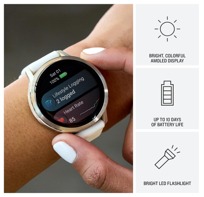 Garmin Venu 4 - 41/45mm AMOLED Advanced Health & Fitness GPS Smartwatch, Bright & Colorful Display, Built-in Flashlight, Up to 10/12 Days Battery Life with Wearable4U Bundle