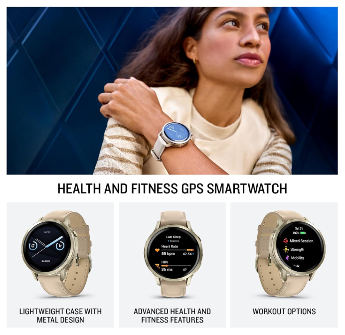 Garmin Venu 4 - 41/45mm AMOLED Advanced Health & Fitness GPS Smartwatch, Bright & Colorful Display, Built-in Flashlight, Up to 10/12 Days Battery Life with Wearable4U Bundle