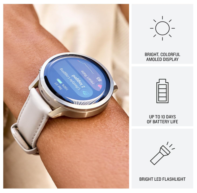 Garmin Venu 4 - 41/45mm AMOLED Advanced Health & Fitness GPS Smartwatch, Bright & Colorful Display, Built-in Flashlight, Up to 10/12 Days Battery Life with Wearable4U Bundle