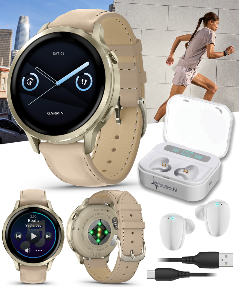 Garmin Venu 4 - 41/45mm AMOLED Advanced Health & Fitness GPS Smartwatch, Bright & Colorful Display, Built-in Flashlight, Up to 10/12 Days Battery Life with Wearable4U Bundle