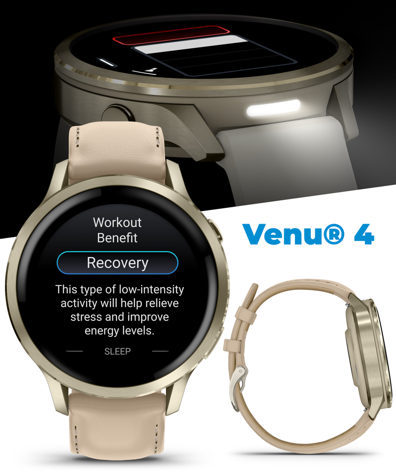 Garmin Venu 4 - 41/45mm AMOLED Advanced Health & Fitness GPS Smartwatch, Bright & Colorful Display, Built-in Flashlight, Up to 10/12 Days Battery Life with Wearable4U Bundle