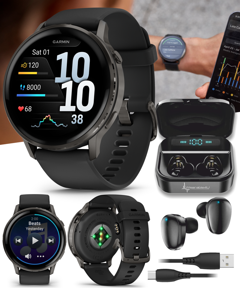 Garmin Venu 4 - 41/45mm AMOLED Advanced Health & Fitness GPS Smartwatch, Bright & Colorful Display, Built-in Flashlight, Up to 10/12 Days Battery Life with Wearable4U Bundle