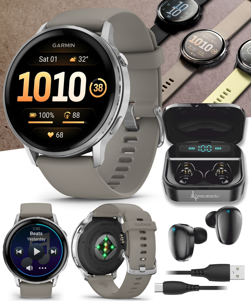 Garmin Venu 4 - 41/45mm AMOLED Advanced Health & Fitness GPS Smartwatch, Bright & Colorful Display, Built-in Flashlight, Up to 10/12 Days Battery Life with Wearable4U Bundle