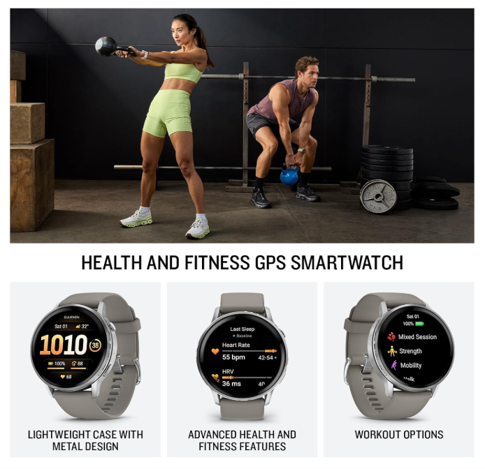 Garmin Venu 4 - 41/45mm AMOLED Advanced Health & Fitness GPS Smartwatch, Bright & Colorful Display, Built-in Flashlight, Up to 10/12 Days Battery Life with Wearable4U Bundle