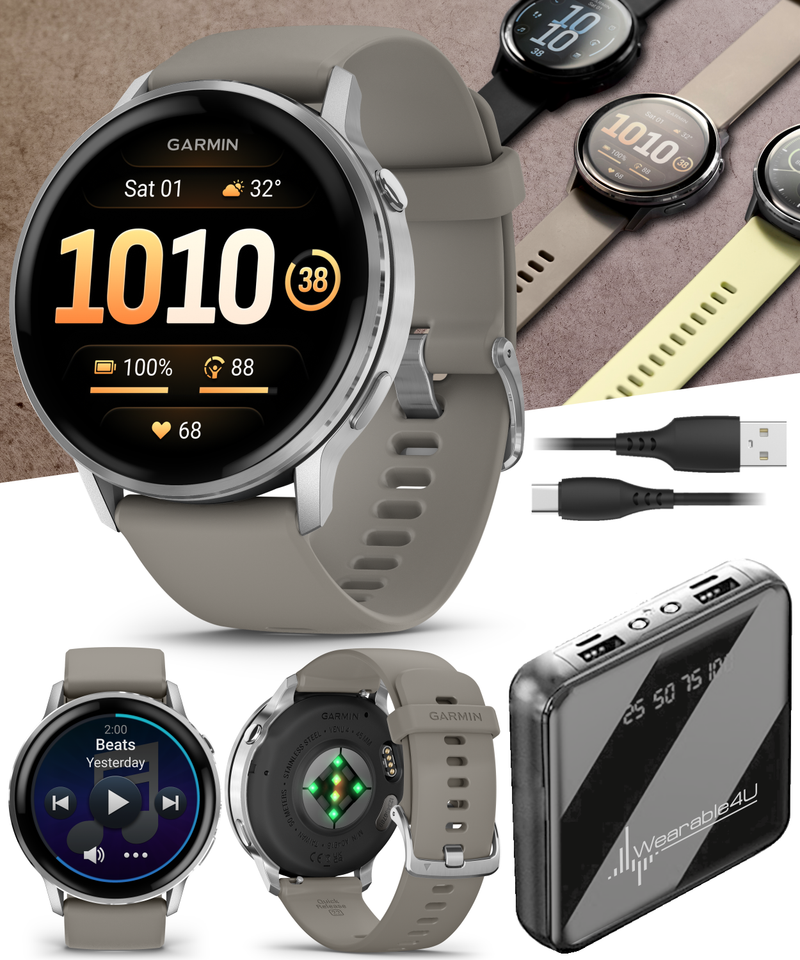 Garmin Venu 4 - 41/45mm AMOLED Advanced Health & Fitness GPS Smartwatch, Bright & Colorful Display, Built-in Flashlight, Up to 10/12 Days Battery Life with Wearable4U Bundle
