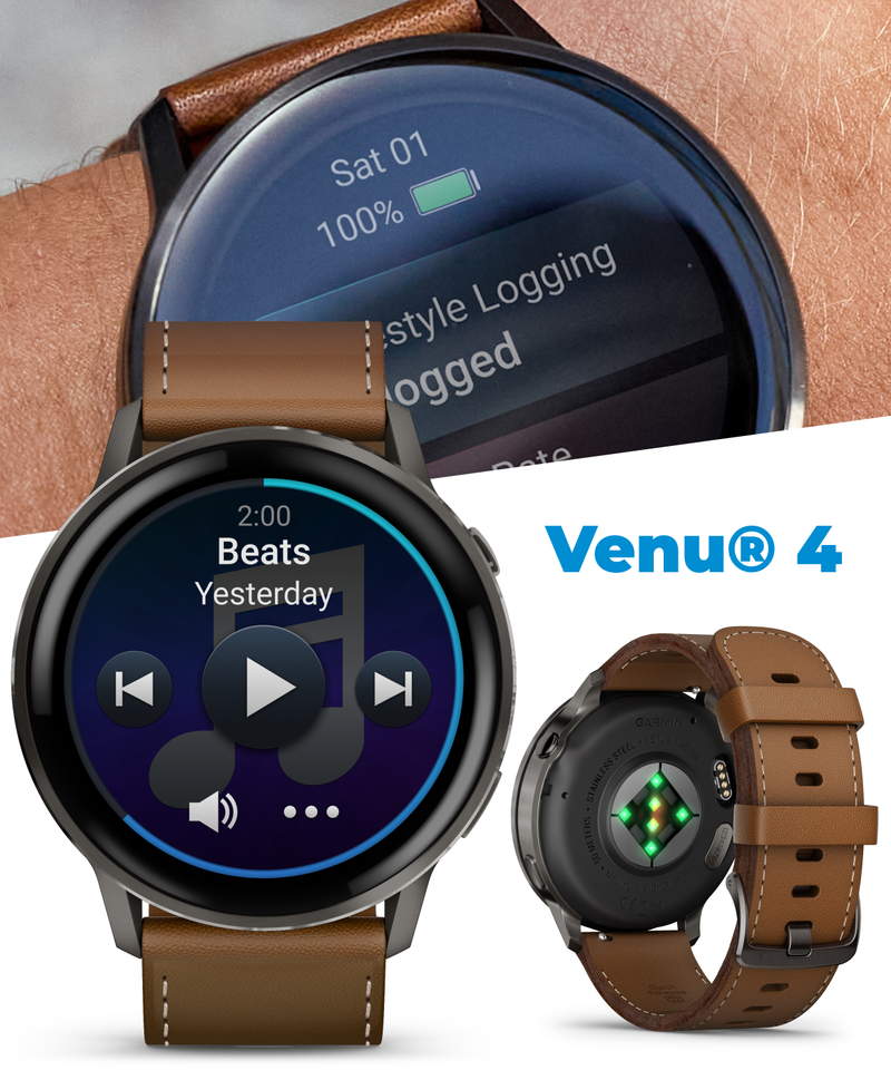 Garmin Venu 4 - 41/45mm AMOLED Advanced Health & Fitness GPS Smartwatch, Bright & Colorful Display, Built-in Flashlight, Up to 10/12 Days Battery Life with Wearable4U Bundle