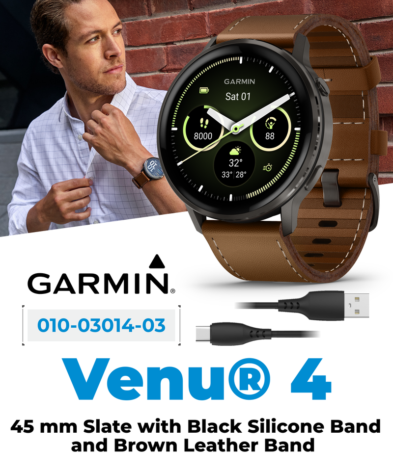 Garmin Venu 4 - 41/45mm AMOLED Advanced Health & Fitness GPS Smartwatch, Bright & Colorful Display, Built-in Flashlight, Up to 10/12 Days Battery Life with Wearable4U Bundle