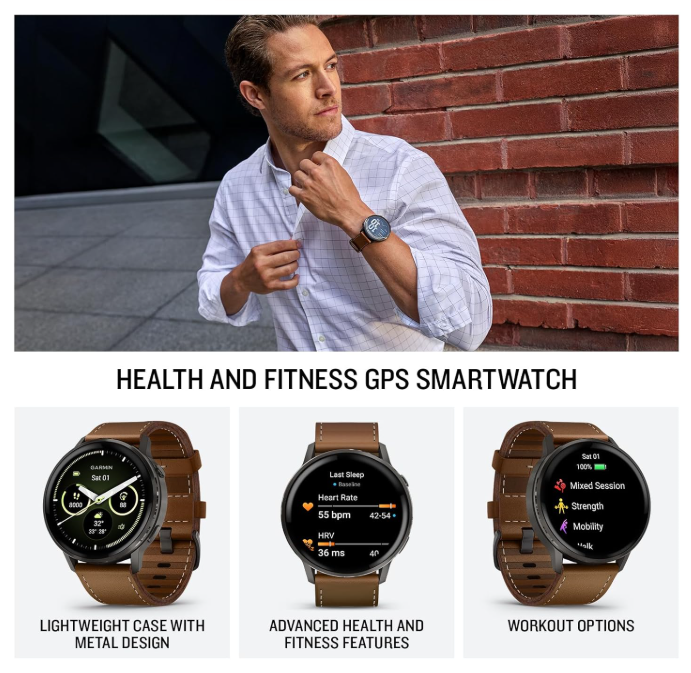 Garmin Venu 4 - 41/45mm AMOLED Advanced Health & Fitness GPS Smartwatch, Bright & Colorful Display, Built-in Flashlight, Up to 10/12 Days Battery Life with Wearable4U Bundle