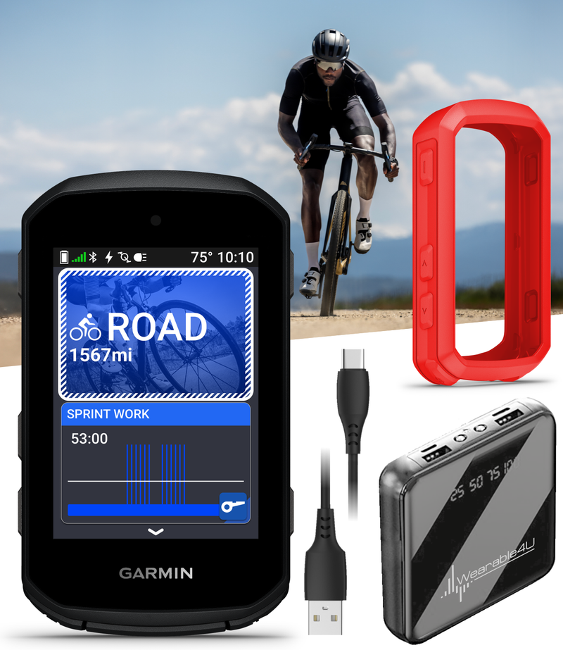 Garmin Edge 550 Compact GPS Cycling Computer, 2.7" Vivid Color Display, Bike-Specific Mapping, Advanced Training & Performance Insights + Silicone Case w/ Wearable4U PowerBank Bundle