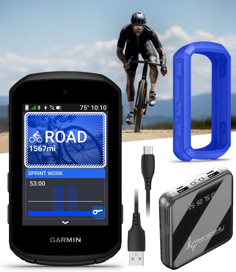Garmin Edge 550 Compact GPS Cycling Computer, 2.7" Vivid Color Display, Bike-Specific Mapping, Advanced Training & Performance Insights + Silicone Case w/ Wearable4U PowerBank Bundle
