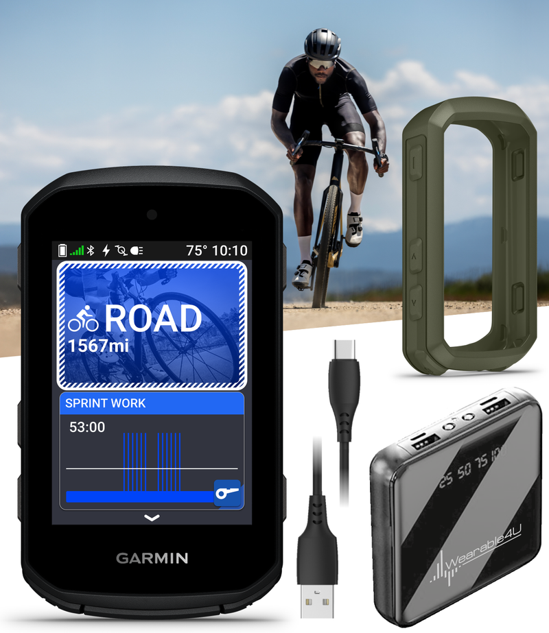 Garmin Edge 550 Compact GPS Cycling Computer, 2.7" Vivid Color Display, Bike-Specific Mapping, Advanced Training & Performance Insights + Silicone Case w/ Wearable4U PowerBank Bundle