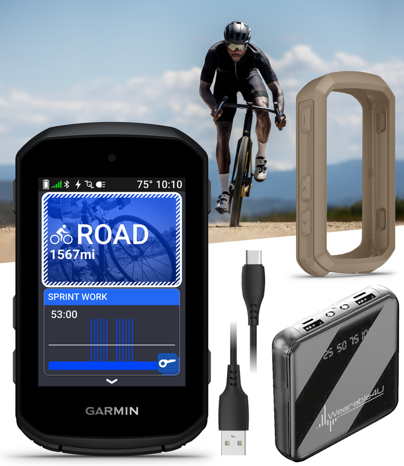 Garmin Edge 550 Compact GPS Cycling Computer, 2.7" Vivid Color Display, Bike-Specific Mapping, Advanced Training & Performance Insights + Silicone Case w/ Wearable4U PowerBank Bundle