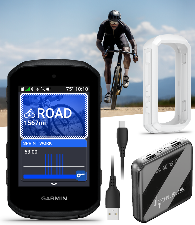 Garmin Edge 550 Compact GPS Cycling Computer, 2.7" Vivid Color Display, Bike-Specific Mapping, Advanced Training & Performance Insights + Silicone Case w/ Wearable4U PowerBank Bundle