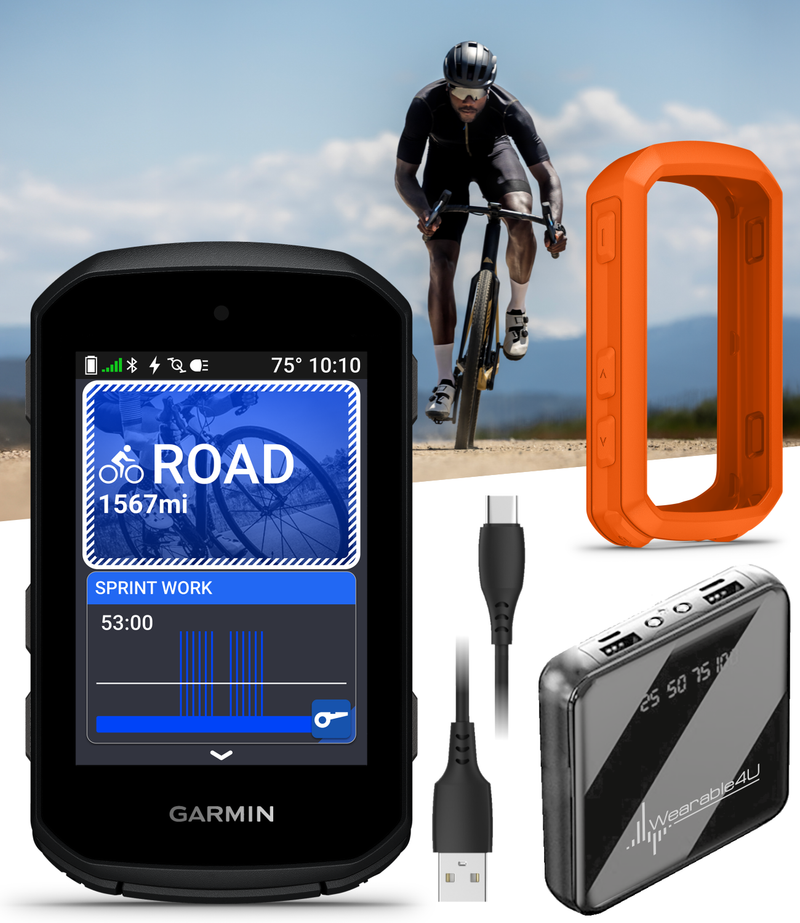 Garmin Edge 550 Compact GPS Cycling Computer, 2.7" Vivid Color Display, Bike-Specific Mapping, Advanced Training & Performance Insights + Silicone Case w/ Wearable4U PowerBank Bundle