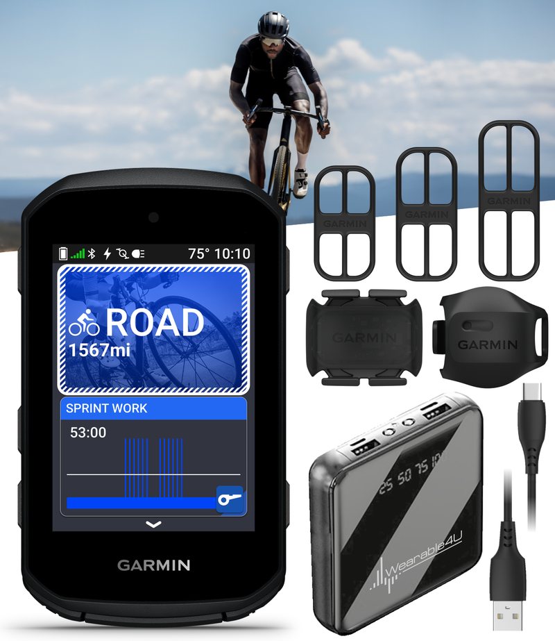 Garmin Edge 550 GPS Cycling Computer, Color Display, Button Controls, Preloaded Maps & Advanced Training Features w/ Wearable4U Bundle(010-03022-00)