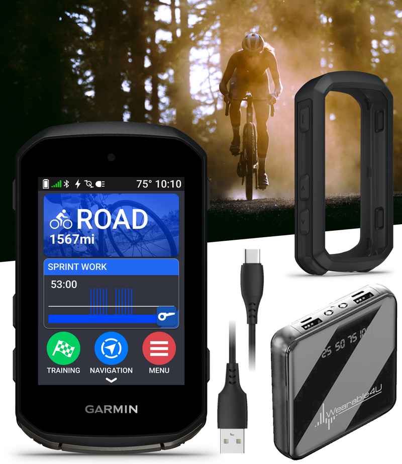 Garmin Edge 850 Compact GPS Cycling Computer, 2.7" Color Touchscreen Display, Bike-Specific Mapping, Advanced Training & Performance Insights + Silicone Case w/ Wearable4U PowerBank Bundle