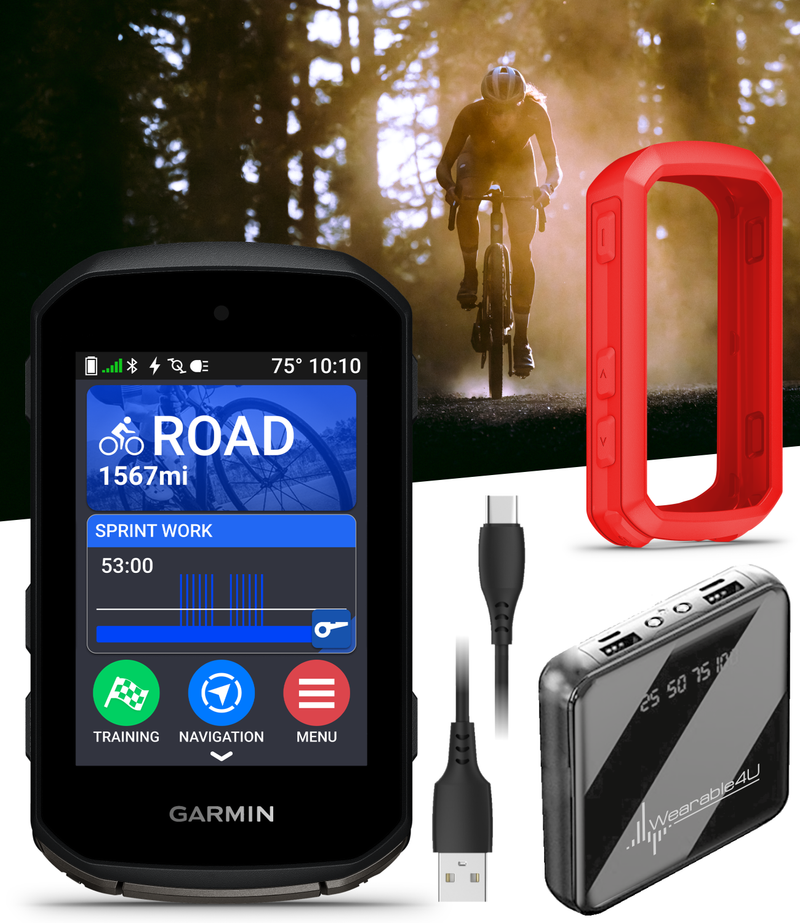 Garmin Edge 850 Compact GPS Cycling Computer, 2.7" Color Touchscreen Display, Bike-Specific Mapping, Advanced Training & Performance Insights + Silicone Case w/ Wearable4U PowerBank Bundle