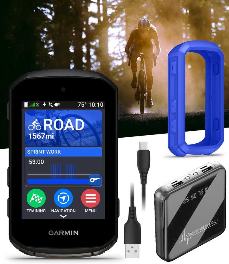 Garmin Edge 850 Compact GPS Cycling Computer, 2.7" Color Touchscreen Display, Bike-Specific Mapping, Advanced Training & Performance Insights + Silicone Case w/ Wearable4U PowerBank Bundle
