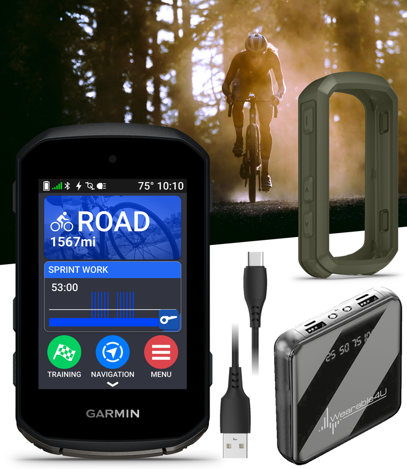 Garmin Edge 850 Compact GPS Cycling Computer, 2.7" Color Touchscreen Display, Bike-Specific Mapping, Advanced Training & Performance Insights + Silicone Case w/ Wearable4U PowerBank Bundle