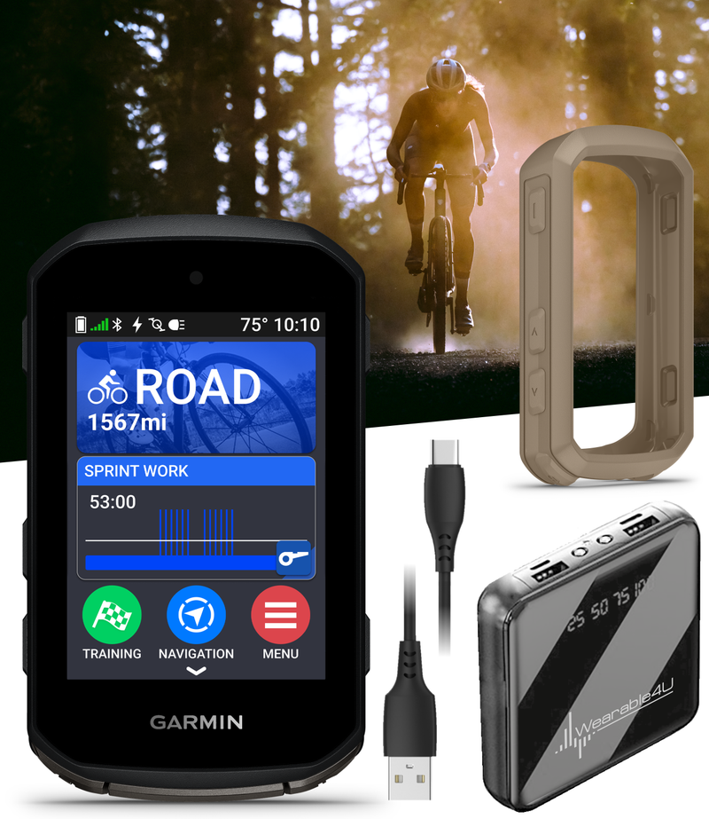 Garmin Edge 850 Compact GPS Cycling Computer, 2.7" Color Touchscreen Display, Bike-Specific Mapping, Advanced Training & Performance Insights + Silicone Case w/ Wearable4U PowerBank Bundle