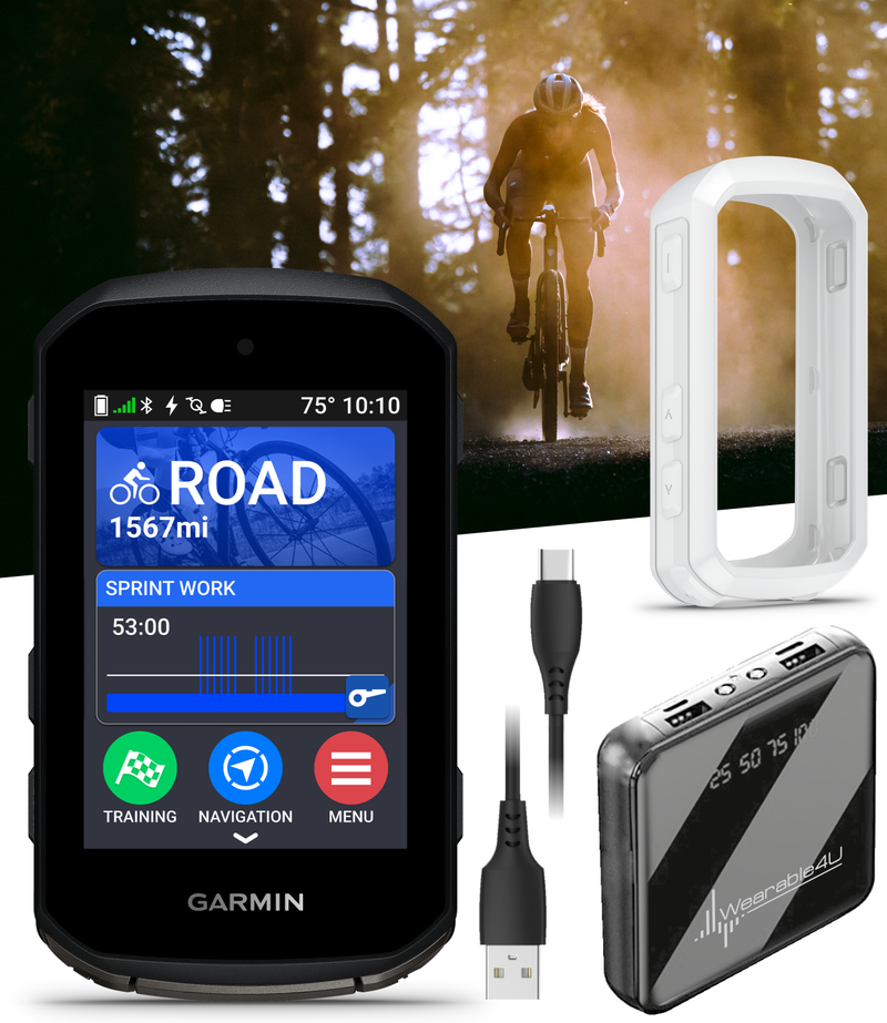 Garmin Edge 850 Compact GPS Cycling Computer, 2.7" Color Touchscreen Display, Bike-Specific Mapping, Advanced Training & Performance Insights + Silicone Case w/ Wearable4U PowerBank Bundle