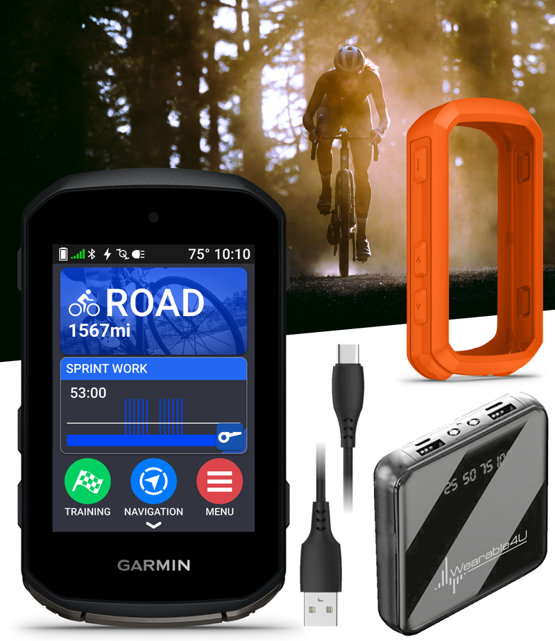 Garmin Edge 850 Compact GPS Cycling Computer, 2.7" Color Touchscreen Display, Bike-Specific Mapping, Advanced Training & Performance Insights + Silicone Case w/ Wearable4U PowerBank Bundle