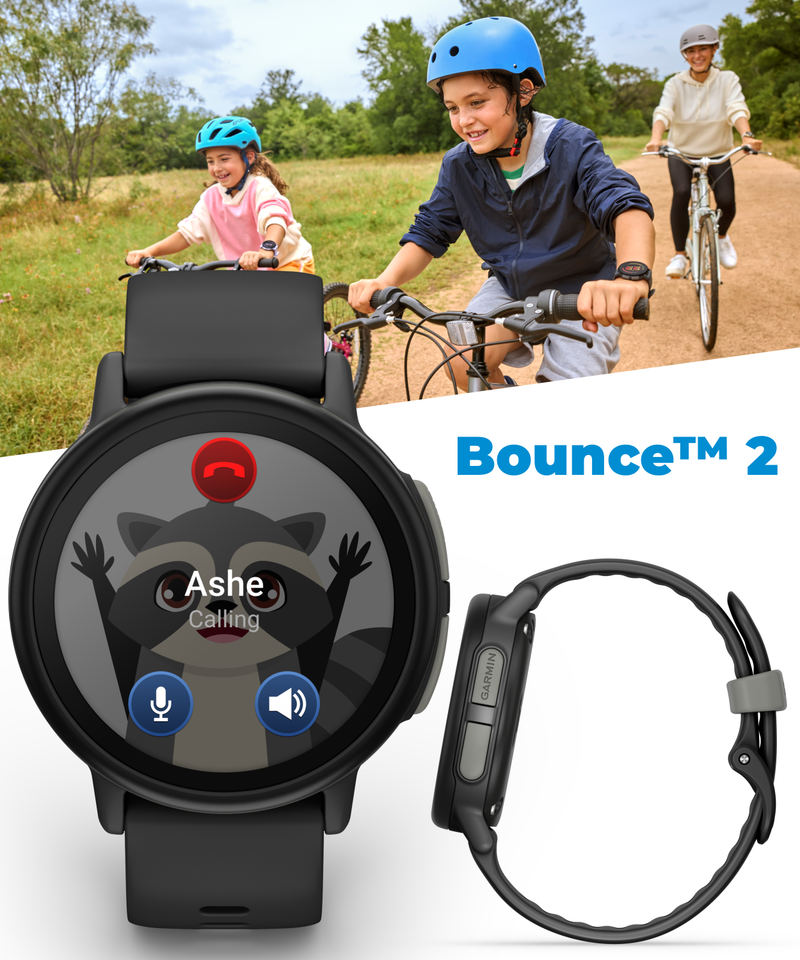 Garmin Bounce 2 Kids Smartwatch with LTE – Two-Way Calling, Text Messaging, Real-Time GPS Tracking, Swim-Friendly AMOLED Display, Music with Wearable4U Bundle