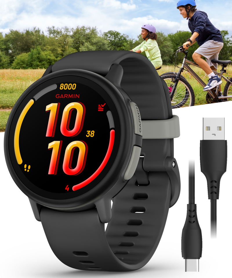 Garmin Bounce 2 Kids Smartwatch with LTE – Two-Way Calling, Text Messaging, Real-Time GPS Tracking, Swim-Friendly AMOLED Display, Music with Wearable4U Bundle