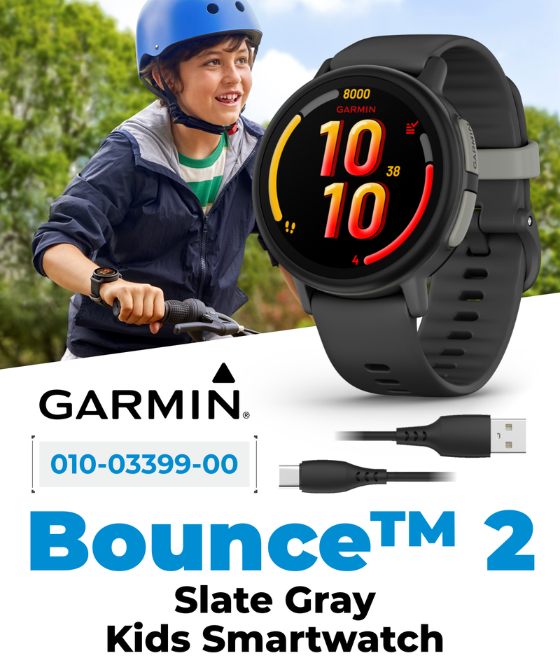 Garmin Bounce 2 Kids Smartwatch with LTE – Two-Way Calling, Text Messaging, Real-Time GPS Tracking, Swim-Friendly AMOLED Display, Music with Wearable4U Bundle