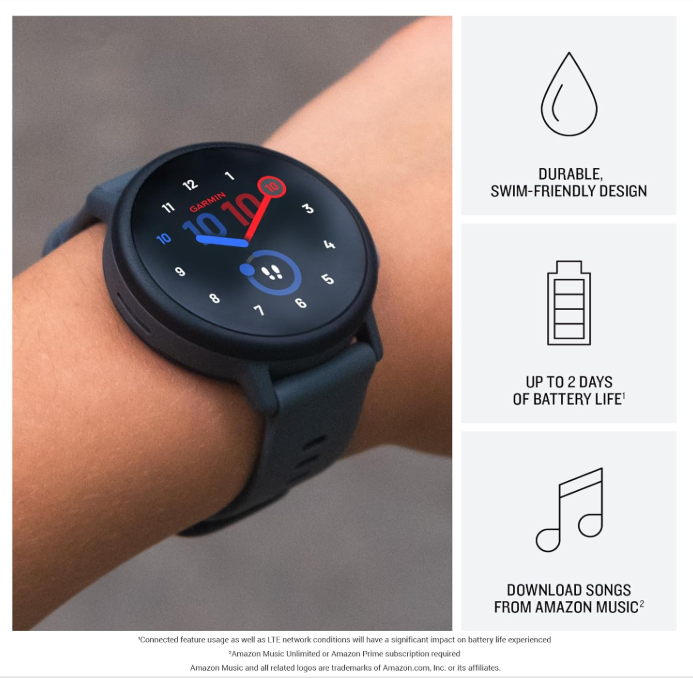 Garmin Bounce 2 Kids Smartwatch with LTE – Two-Way Calling, Text Messaging, Real-Time GPS Tracking, Swim-Friendly AMOLED Display, Music with Wearable4U Bundle