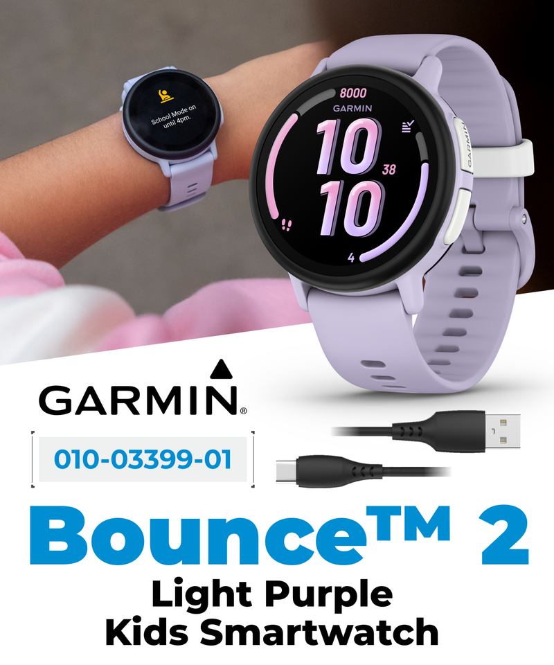 Garmin Bounce 2 Kids Smartwatch with LTE – Two-Way Calling, Text Messaging, Real-Time GPS Tracking, Swim-Friendly AMOLED Display, Music with Wearable4U Bundle