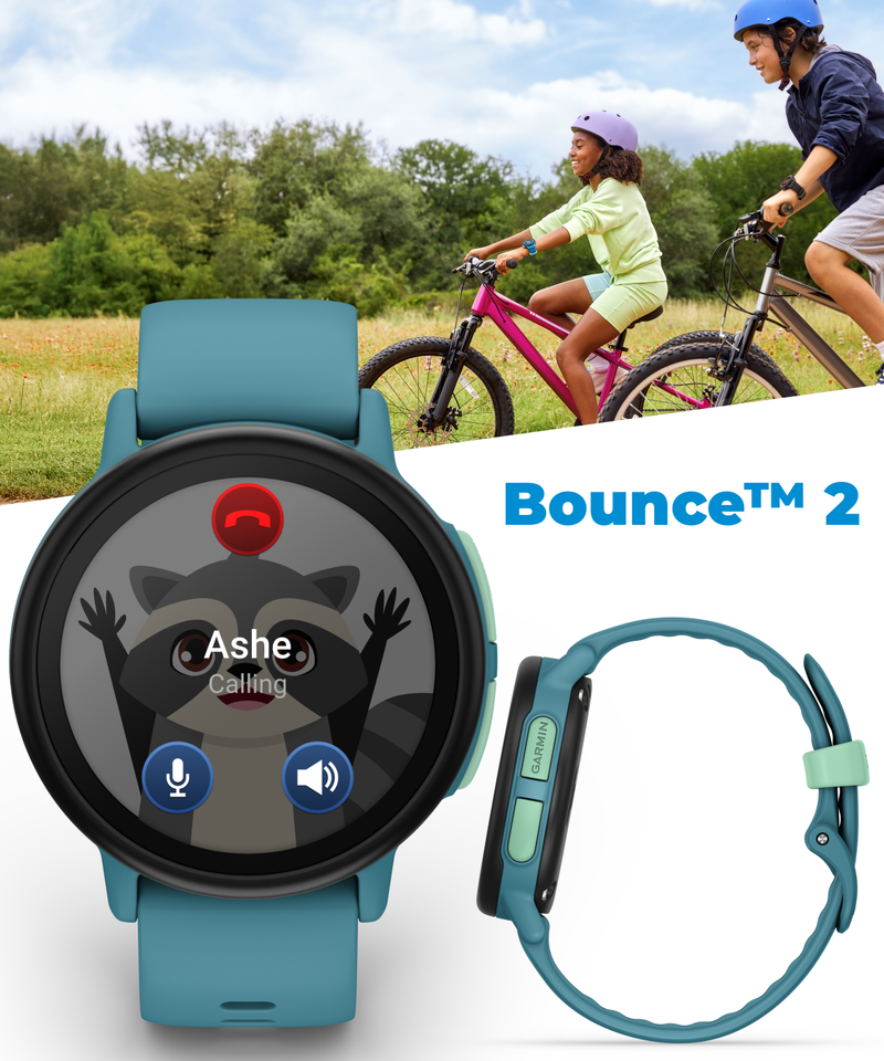 Garmin Bounce 2 Kids Smartwatch with LTE – Two-Way Calling, Text Messaging, Real-Time GPS Tracking, Swim-Friendly AMOLED Display, Music with Wearable4U Bundle