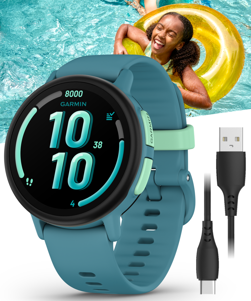 Garmin Bounce 2 Kids Smartwatch with LTE – Two-Way Calling, Text Messaging, Real-Time GPS Tracking, Swim-Friendly AMOLED Display, Music with Wearable4U Bundle