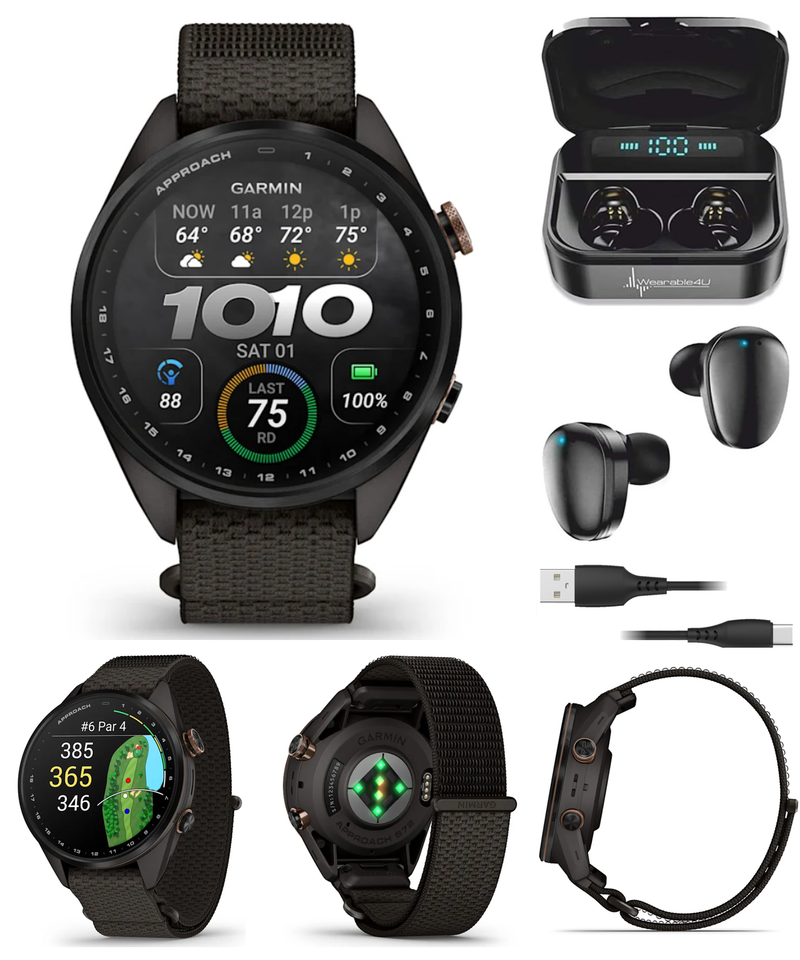 Garmin Approach S72 Golf GPS Smartwatch, AMOLED, Advanced Golf Features, Green Reading, Swing Metrics, 43,000+ CourseView Maps | Wearable4U Bundle