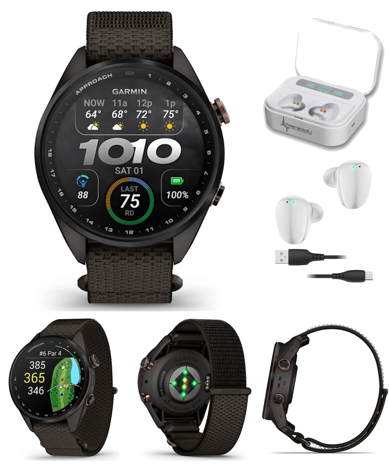 Garmin Approach S72 Golf GPS Smartwatch, AMOLED, Advanced Golf Features, Green Reading, Swing Metrics, 43,000+ CourseView Maps | Wearable4U Bundle