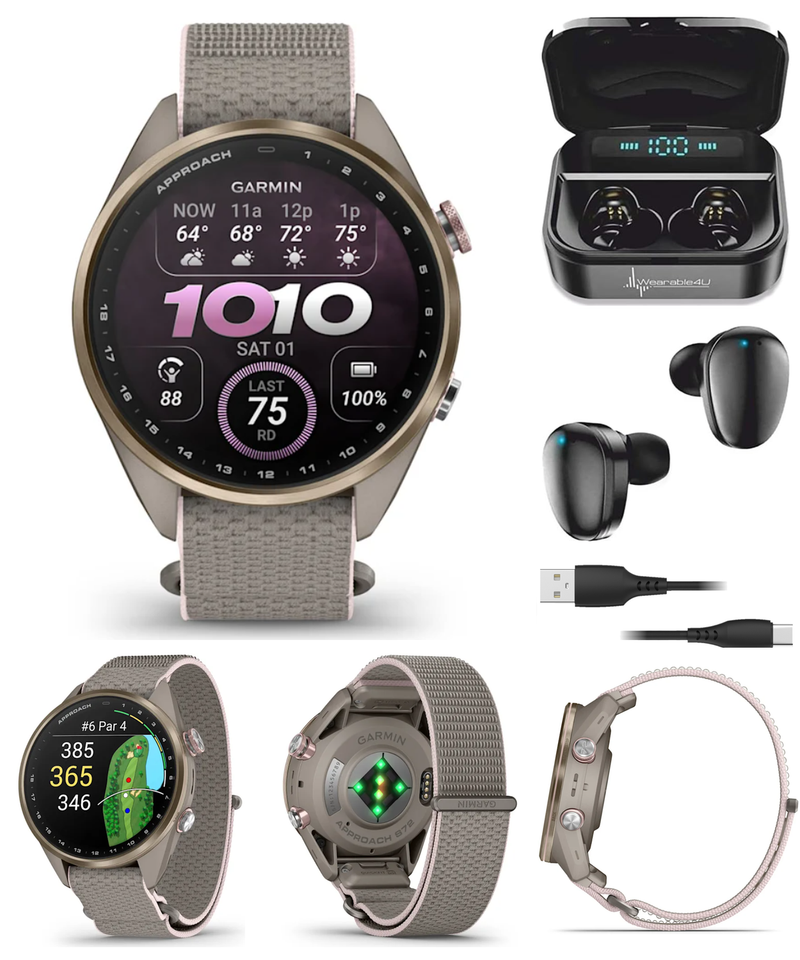 Garmin Approach S72 Golf GPS Smartwatch, AMOLED, Advanced Golf Features, Green Reading, Swing Metrics, 43,000+ CourseView Maps | Wearable4U Bundle