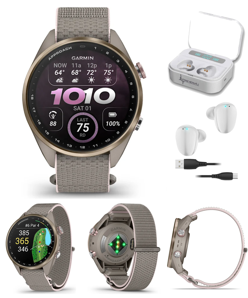 Garmin Approach S72 Golf GPS Smartwatch, AMOLED, Advanced Golf Features, Green Reading, Swing Metrics, 43,000+ CourseView Maps | Wearable4U Bundle