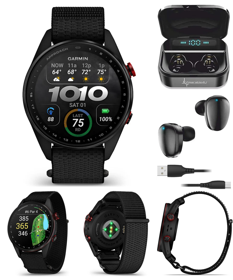 Garmin Approach S72 Golf GPS Smartwatch, AMOLED, Advanced Golf Features, Green Reading, Swing Metrics, 43,000+ CourseView Maps | Wearable4U Bundle