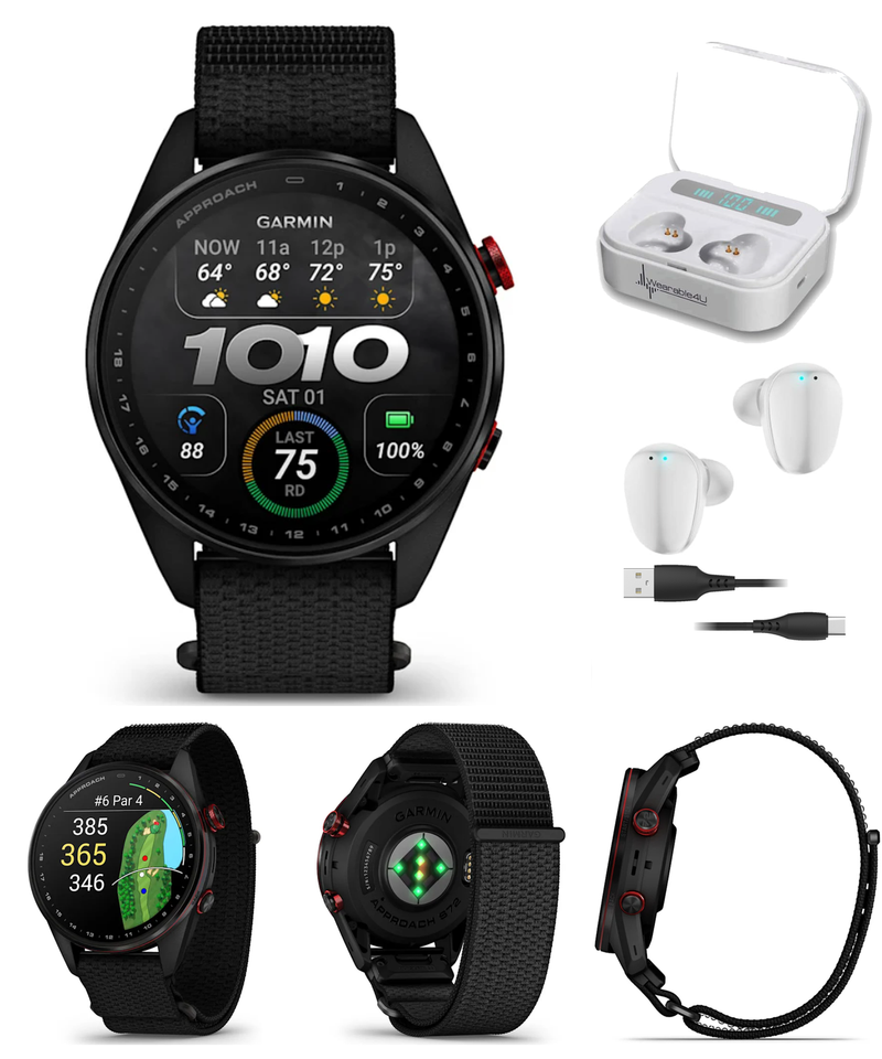 Garmin Approach S72 Golf GPS Smartwatch, AMOLED, Advanced Golf Features, Green Reading, Swing Metrics, 43,000+ CourseView Maps | Wearable4U Bundle