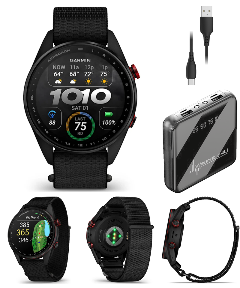 Garmin Approach S72 Golf GPS Smartwatch, AMOLED, Advanced Golf Features, Green Reading, Swing Metrics, 43,000+ CourseView Maps | Wearable4U Bundle