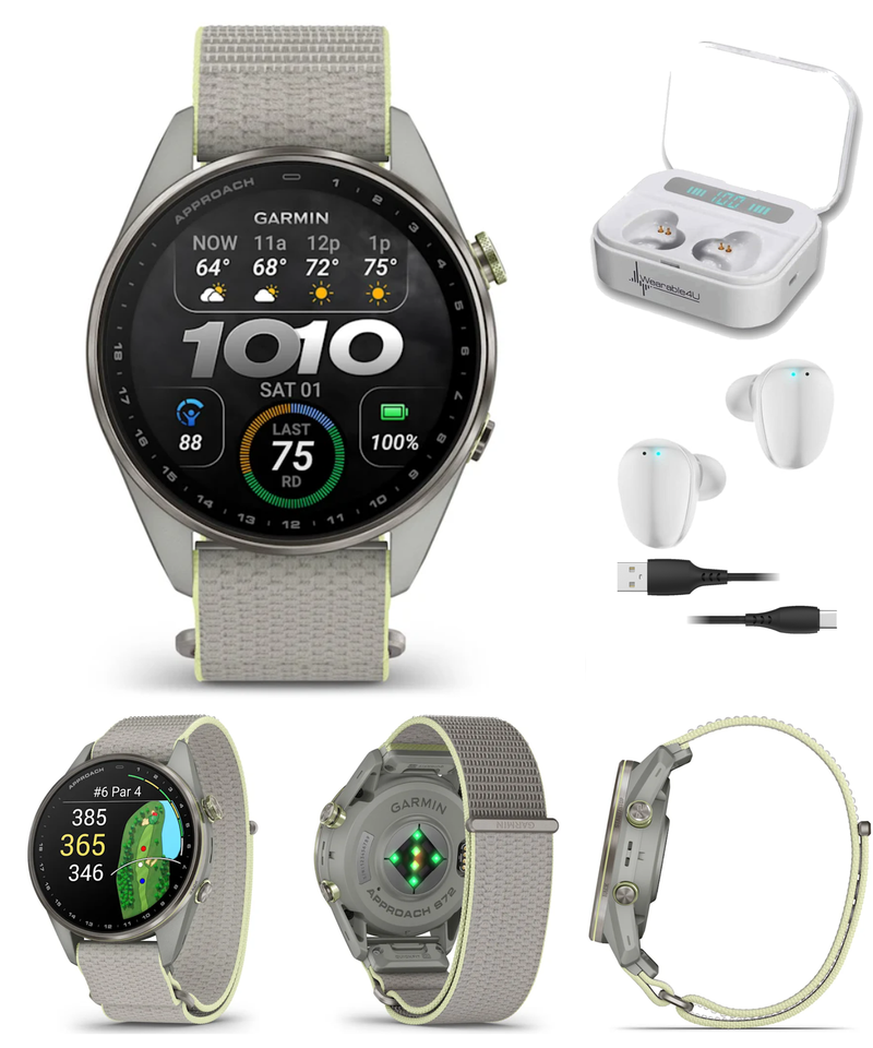 Garmin Approach S72 Golf GPS Smartwatch, AMOLED, Advanced Golf Features, Green Reading, Swing Metrics, 43,000+ CourseView Maps | Wearable4U Bundle