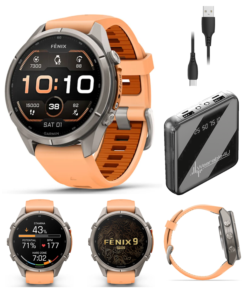 Garmin Fenix 9 Pro AMOLED Premium Multisport GPS Smartwatch, Titanium, Sapphire